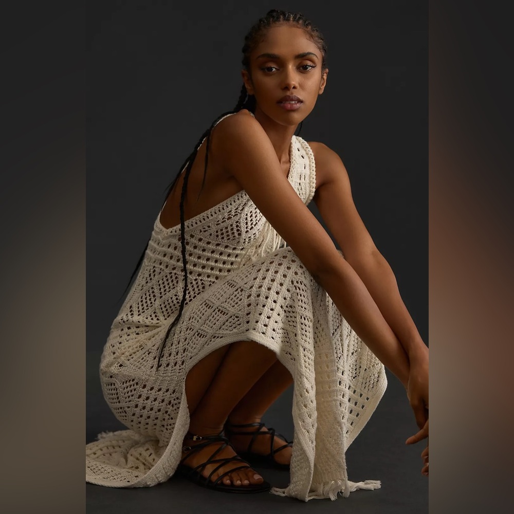 NWT Mother Anthropologie The Skinny Dip Crochet Cover Up Dress - Picture 3 of 8